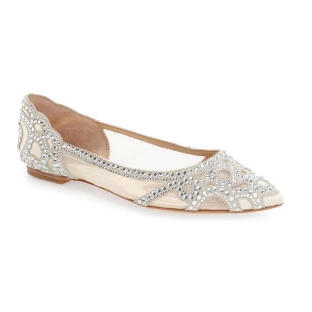 Badgley Mischka Gigi Crystal Pointy Toe Fl…